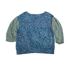 Boho Floral Mixed Print Sweatshirt Size L Oversized Cottagecore Patchwork Artsy